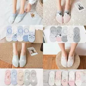 여성 캐릭터 덧신 양말 5P 학생 패션 페이크삭스