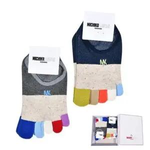 미치코런던 여성 데일리 컬러 배색 발가락 덧신 5켤레 페이크삭스