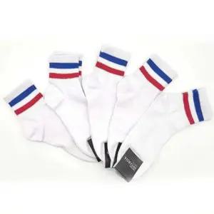 이선 배색 링글 화이트 스포츠 발목양말 5켤레 묶음