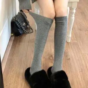 예쁜양말 여자 골지 긴양말 니삭스 신상 무지 2개 묶음