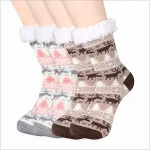 수면양말 겨울 양털 크리스마스 패턴 두꺼운 양말 덧신