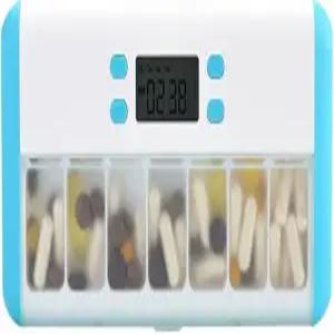 자동 품 디스펜서 7가지 알람 삐 진동 조명 대형 수납공간 방습 기능 스크린 및 표시등이 있는 휴대용 알약