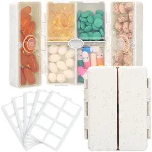 빈 라벨이 있는 여행용 알약 정리함 대구 간유 보충제 및 을 담을 수 지갑 포켓용 6칸 베