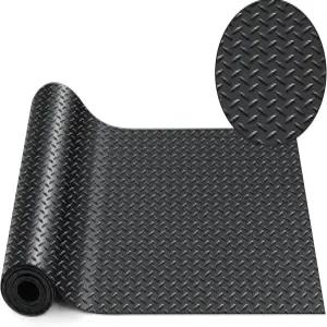 브링 12인치 x 10피트 고무 다이아몬드 플레이트 롤 매트 트레일러 차고용 헤비 듀티 바닥재 러그 PVC