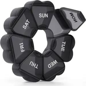 대형 알약 정리함 박스 7일 카펜스 데 케이스 대용량 수납공간 생선 기름 약 보충제용 용기 검은색