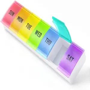 바혼 중형 알약 정리함 7일 약정 대형 보충제를 위한 일일 상자 여행 다양한 색상의 생선 기름
