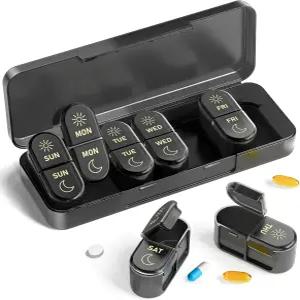 필렉스 AM PM 알약 정리함 7일 케이스 일 2회 박스 여행용 품 생선 기름 보충제