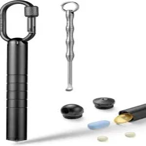 대형 알약 정리함 티수르 티타늄 열쇠고리 홀더 여행 상자 케이스 남성용 멀티툴 데 캐리 블랙 알루미늄