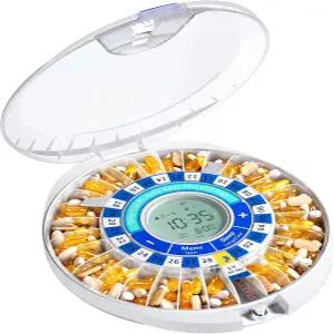 알람 기능이 있는 을 위한 다비키 자동 알약 디스펜서 28일 전자 상자 및 보충제를 소리 빛 알림 블루