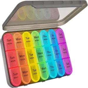 크룩서 알약 상자 정리함 7일 3회 일일 휴대용 여행용 품 보관함 디스펜서 3칸 어유 보충제를 보관 있는