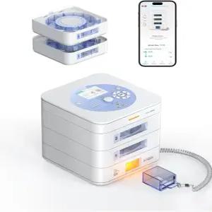 28일 X 자동 알약 디스펜서 확장형 트레이 가족별 앱 및 온디바이스 LCD 디스플레이 디지털 사운드 조명