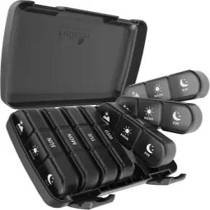 알약 정리함 하루 3회 풀리콘 대형 케이스 7일 2개 구획이 있는 일일 상자 알약//피쉬 오일용 디스펜서