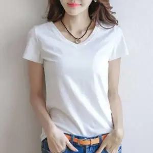 여성 여름 데일리 캐주얼 기본 무지 라운드넥 반팔