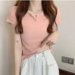 여성 여름 무지 기본 베이직 트임 반팔 티셔츠