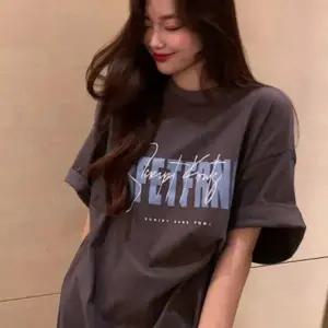 여성 여름 캐주얼 오버핏 영문 레터링 반팔 티셔츠