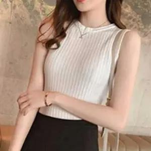 여름 데이트 모임 여성 슬리브리스 민소매 나시 티셔츠