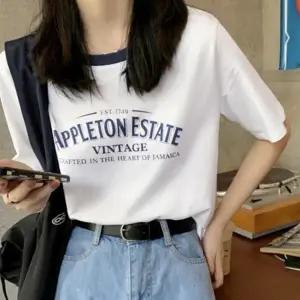 세미크롭 반팔티 여름 여성 레터링 귀여운 심플