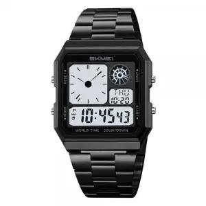 월드 타임 메탈 남성 정장 디지털 전자 손목 시계