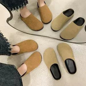 여성 심플 베이직 2컬러 둥근코 뮬 슬리퍼 LK-BL15