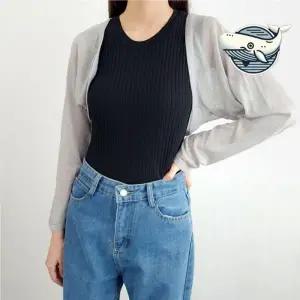 여름 가벼운 크롭 볼레로 가디건 우아한 벌룬 볼레로 여성 시원한 가디건 여름