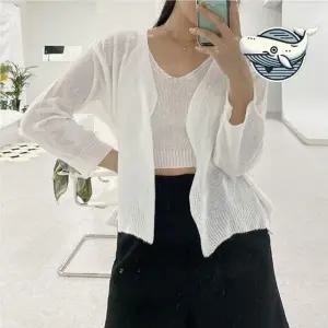 여름 레이어드 나시와 가디건 데일리 룩 완성 나시 가디건 여름 크롭 세트