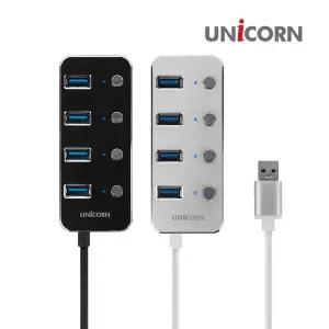 [골드스마일]유니콘 TH-4000S USB3.0 4포트 USB허브 개별전원스위치 무전원