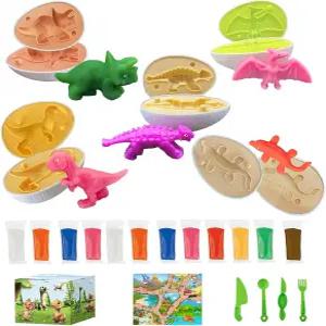 36세 를 위한 푸이쥬 공룡 알 세트 디노 도우 플레이 몰드 선물 클레이 액세서리 3 4 5 6 7 8세