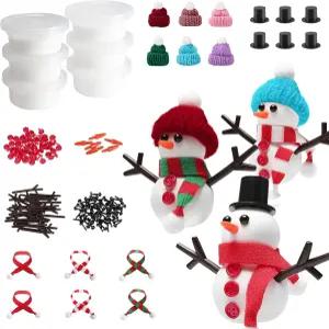 들을 위한 스위트 6팩 크리스마스 눈사람 공예 키트 에어 드라이 클레이 스타킹 스터퍼로 만들기 파티용