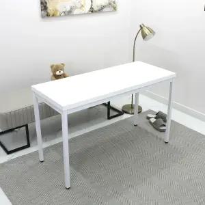 깔끔한 올 화이트 간편 조립식 슬림 사이즈 필름 코팅 상판 4인용 식탁 1200 x 500