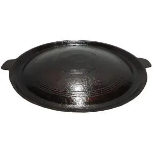 창조명품주물 무쇠 양면 솥뚜껑불판 지름 41cm 4인용 무쇠판 고기판 솥뚜껑구이판 가마 솥뚜껑 캠핑