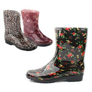여성 발목장화 호피 패턴 꽃무늬 와인플라워 패션장화 - 여반장화