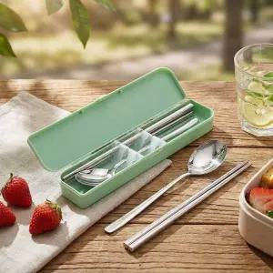 쿠킹홈 직장인 수저세트 무소음 도시락 수저통 휴대용수저세트 도시락수저통 캠핑수저세트 휴대용수저