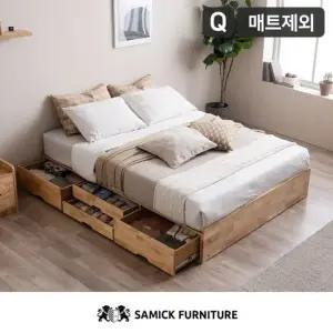 마레 헤드리스 4단 수납 원목 침대매트제외-퀸 착불배송