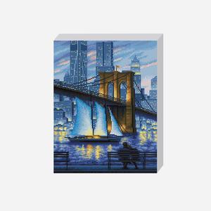DIY 보석십자수 세트 브루클린의 연인 40x50cm 풍경 랜드마크 캔퍼스 액자형 비즈