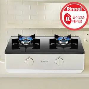 린나이 가스레인지 과열방지 2구 가스렌지 신제품 AA건전지 크림화이트 RTR-641
