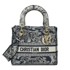 [중고명품] 네이비 트왈 드 주이 레이디 디 라이트 금장 미듐 토트백