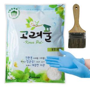 고려 가루풀 + 도배붓 + 라텍스 장갑, 도배용 풀, 간편하게 물에 타서 사용하는 가루풀, 친환경 풀, 도배풀