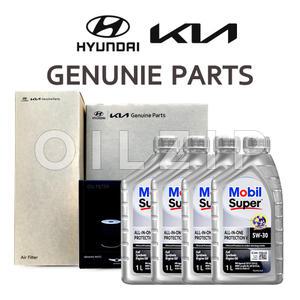 아반떼 MD 1.6 가솔린 모빌 오일교환세트+순정엔진오일필터+순정에어크리너 2630035505 281133X000