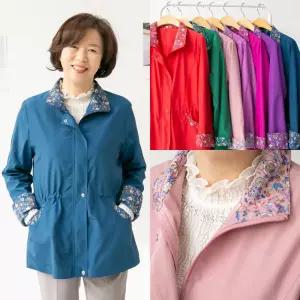 엄마옷마미소 [오늘출발] 꽃무늬 배색 사파리 재킷 국내생산 화사한 플라워 할머니 빅사이즈 40 70 마담 중년 여성 옷