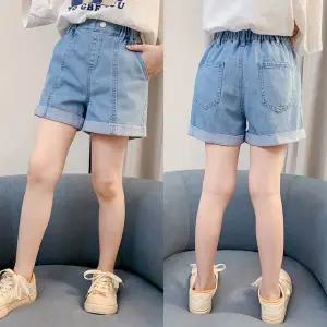 [삐삐네옷가게]여아 주니어 여름 연청스티치 롤업 반바지 단품