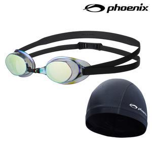 피닉스 노패킹 미러 수경 PR-201M+스판수모 SET_골드