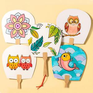 민화샵 종이부채만들기 평부채 손부채 꾸미기 색칠하기 전통 입문형 미술놀이 색칠공부 여름만들기