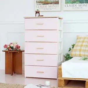 [보노하우스]국내생산 모나코 우드상판 서랍장 5단 골드핸들