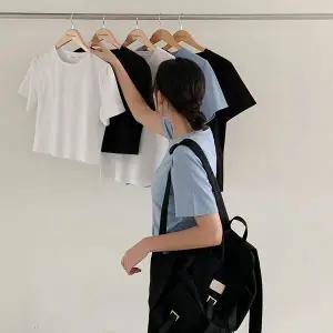 [공구우먼] [제작] 활용도 좋은 크롭 반팔 티셔츠 74586 빅사이즈 여성의류