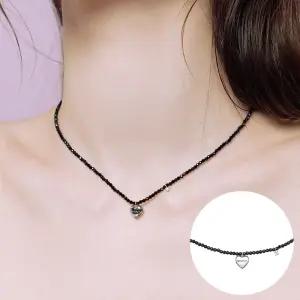 [로즈몽] 실버 하트 비즈 목걸이 RC24B12A