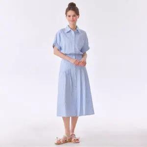 [포커스](팩토리스토어 강남점)스트라이프롤업소매핀턱원피스_PBBF4M3OP3521