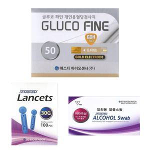 에스디바이오센서 글루코파인 혈당시험지 혈당측정검사지 세트 (시험지 50매 + 정품침100개 + 정품솜100매) - 27년 08월