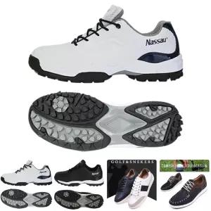 낫소 싱글 골프화 화이트/라운딩/신발/필드/슈즈/캐주얼/발편한/캐쥬얼/레저용/기능성/골퍼/패션/남성/남자