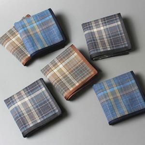 남성용 순면 체크 손수건 3종 세트