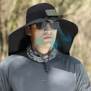 일체형 UV 차단 선풍기 모자 등산 러닝 농사 작업 모자